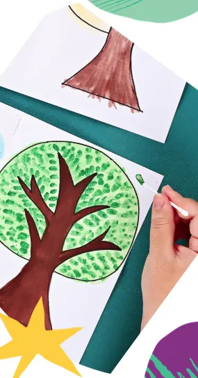 Fall Cotton Swab Tree Painting